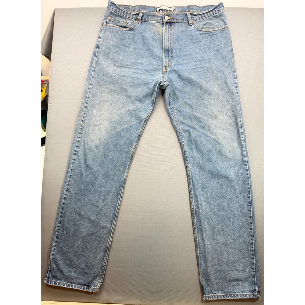 Levis 505 Regular Fit Jeans Light Wash Straight Leg Denim Big & Tall Men's 42x38 - Picture 4 of 15